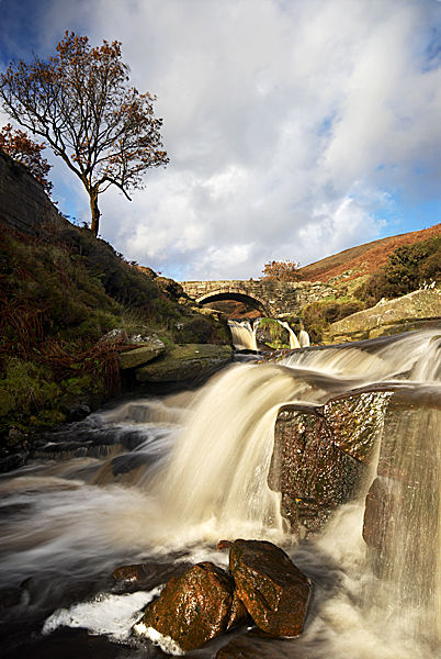 Old Packhorse Bridge and River Dane At Three Shires Head Peak District National Park 